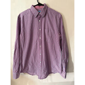 Men's J.McLaughlin Purple White Gingham Casual Button Down Shirt M